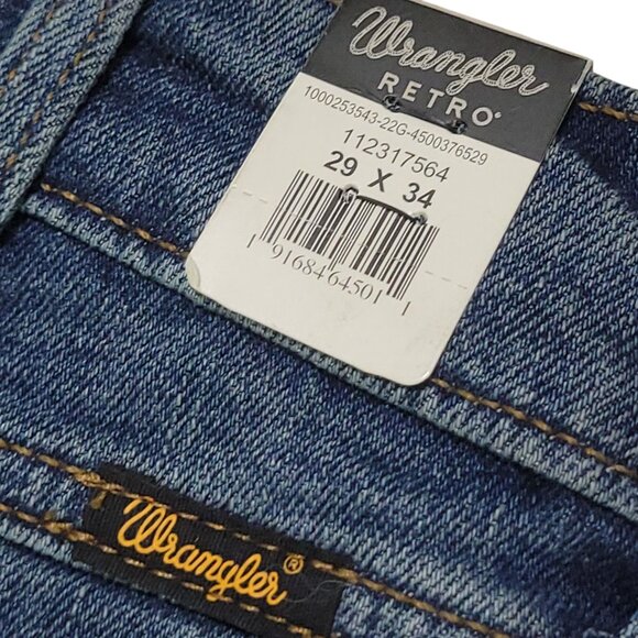 Wrangler Retro Mens Slim Straight Blue Denim Jeans 29X34 Western - Picture 2 of 7